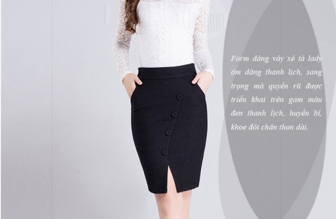 Các mẫu chân váy bút chì xẻ trước siêu gợi cảm