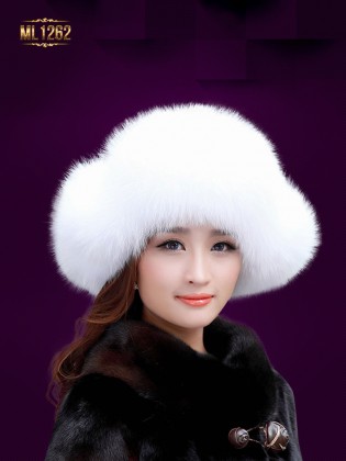 Mũ lông chụp tai dây buộc quả lông cao cấp Hàn Quốc ML1262 (Màu trắng)