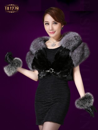 Khăn choàng lông Hàn Quốc lót lụa cao cấp TA1279 ( Màu đen)
