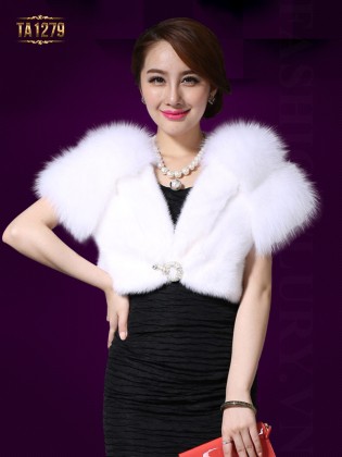 Khăn choàng lông Hàn Quốc lót lụa cao cấp TA1279 ( Màu trắng)