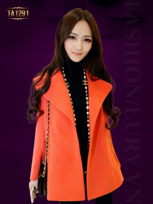 Áo khoác dạ cam ngắn Hàn Quốc túi khóa thời trang TA1291