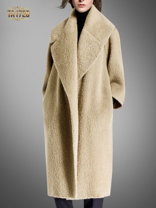 Áo khoác dạ lông cừu TA1728 dáng dài cổ ve cao cấp 2017 (Màu nude)