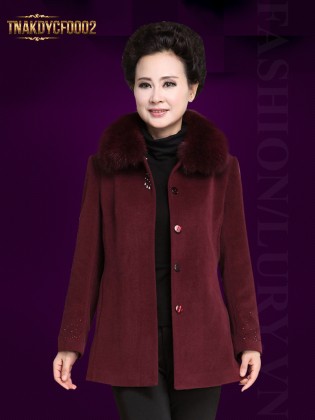 Áo khoác dạ trung niên cổ lông cừu TNAKDYCF0002