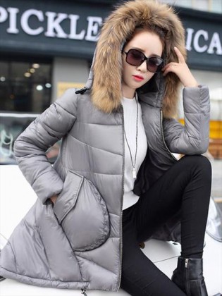 Áo phao nữ Hàn Quốc dáng high-low phối lông chồn cao cấp TA101